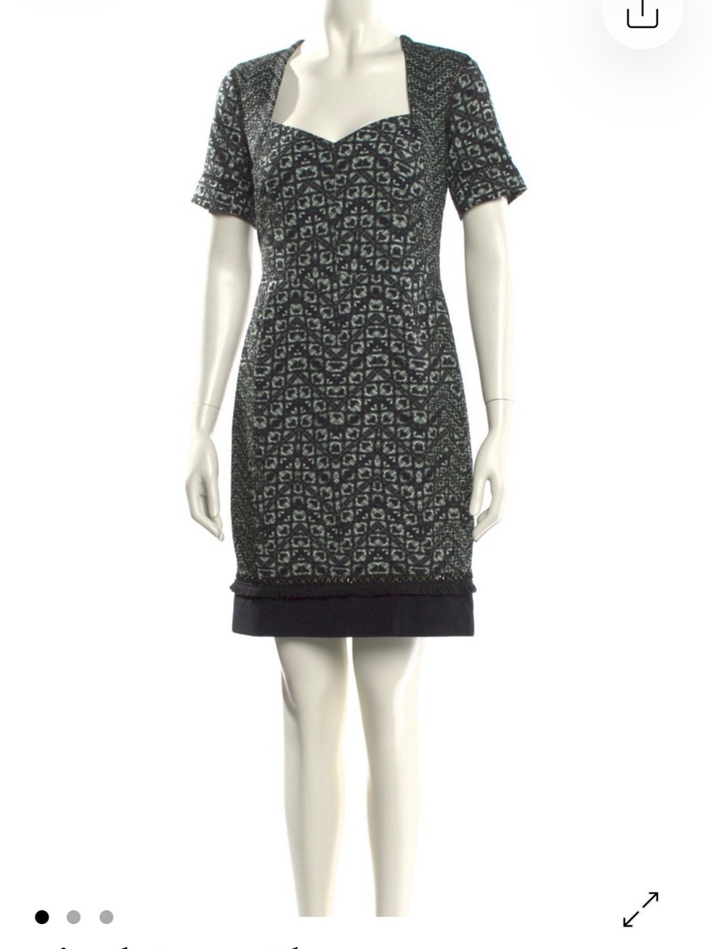 Yigal Azrouel Black and Gray Patterned Sweetheart Sheath Dress